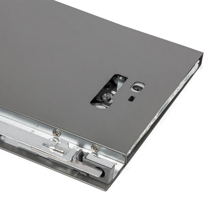 HERRAJES ALK 1383.203 Cajón QUBE Antracita Extracción Total H90 Medida 300mm Laterales Metálicos Finos Cierre Amortiguado