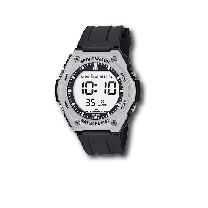 G&B TIME Reloj gbody LCD hombre con luz LED y resistencia WR30