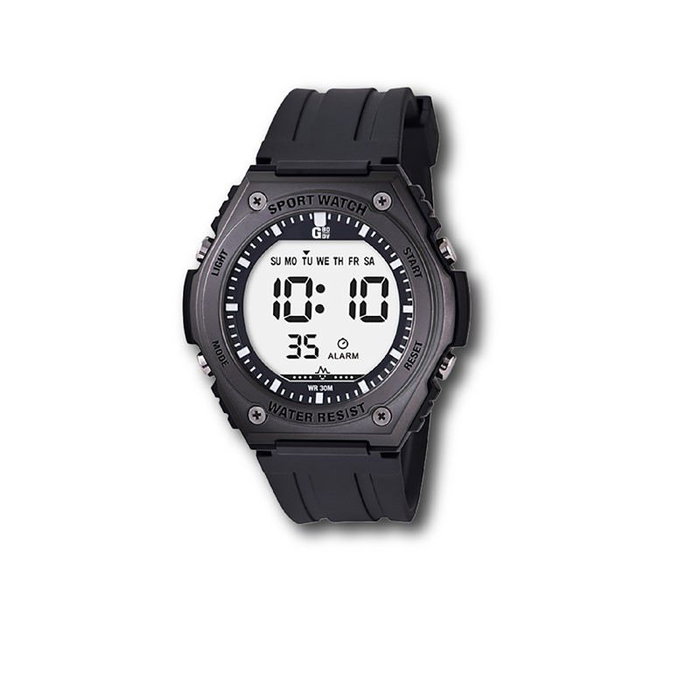 G&B TIME Reloj gbody LCD hombre con luz LED y resistencia WR30