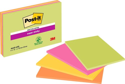 Post-it Super Sticky Notas Adhesivas Colores Neón Pack de 4 unidades Post-it Super Sticky Notas Adhesivas Colores Neón Pack de 4 unidades