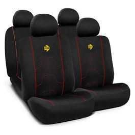 Momo MOMLSC021BR Set Completo Cubre Asientos Coche 11 Piezas Negro y Rojo Universal Airbag
