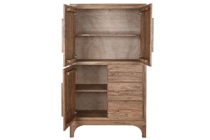 DKD Home Decor Armario Alpino Marron Claro Acacia 90 x 45 x 160 cm con 3 Cajones y 3 Puertas