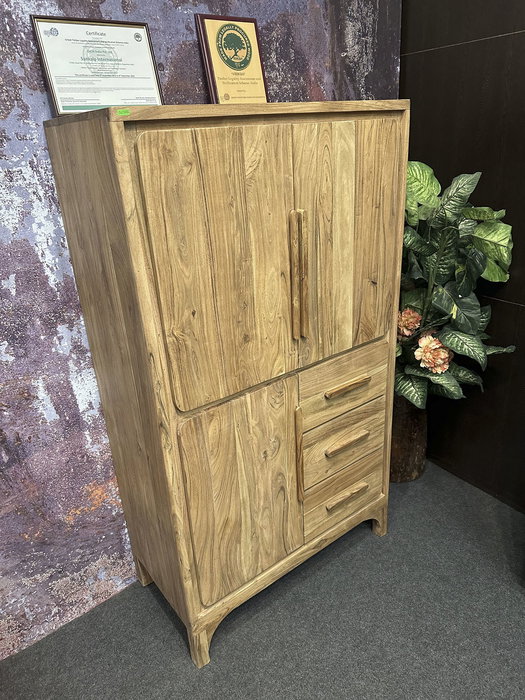 DKD Home Decor Armario Alpino Marron Claro Acacia 90 x 45 x 160 cm con 3 Cajones y 3 Puertas