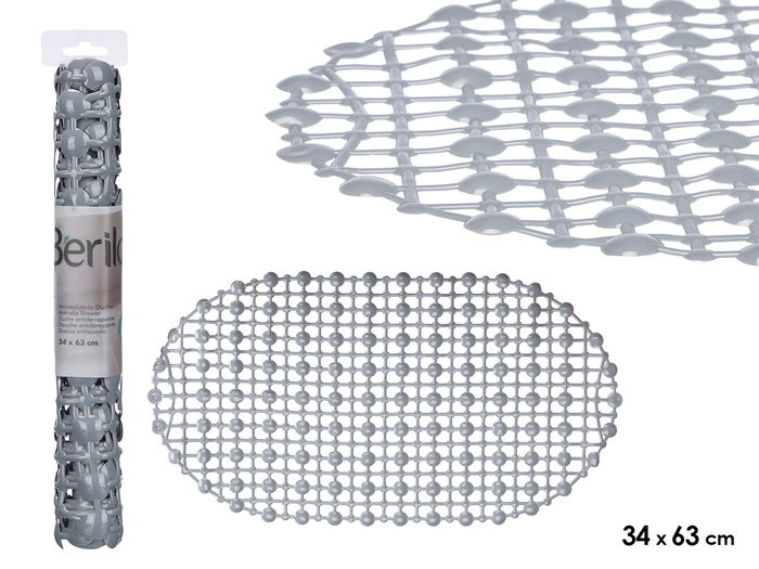 Berilo Antideslizante Ducha Gris Plástico PVC 34 x 63 cm (Set de 24) Berilo Antideslizante Ducha Gris Plástico PVC 34 x 63 cm (Set de 24)