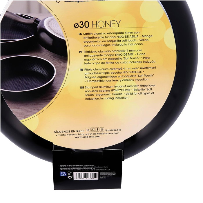 Sartén de Aluminio Estampado Honey Quid 30 cm (6 Unidades)