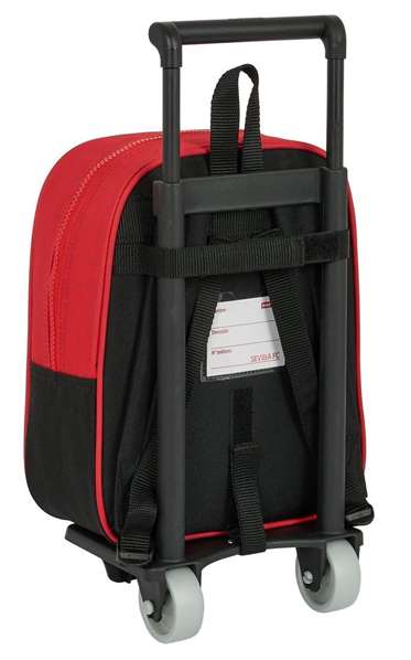 Safta Mochila Infantil Sevilla FC 232+Carro 805 Roja y Negra con Ruedas 22x27x10cm