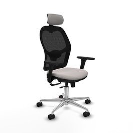 PIQUERAS Y CRESPO Silla de oficina Jorquera con mecanismo Sincro/Traslack, Blanco y Negro