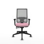 Silla de oficina Horna con mecanismo Sincro/Traslack tapizada con Tela color Rosa y malla color Gris. Equipada con lumbar 1D, Brazos 1D y Ruedas 65 mm parqué