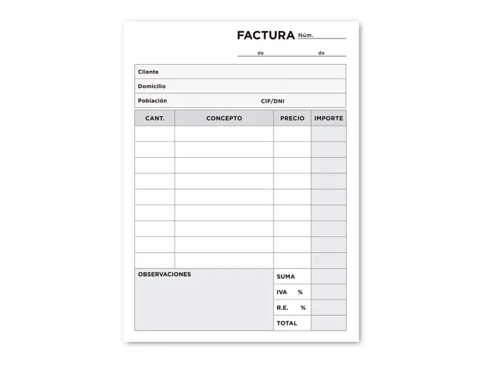 Liderpapel T300 Talonario Facturas 8º Original y 2 Copias con IVA 105 x 155 mm
