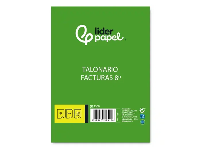 Liderpapel Talonario de facturas 8º original y 2 copias T300 con I.V.A. Liderpapel Talonario de facturas 8º original y 2 copias T300 con I.V.A.