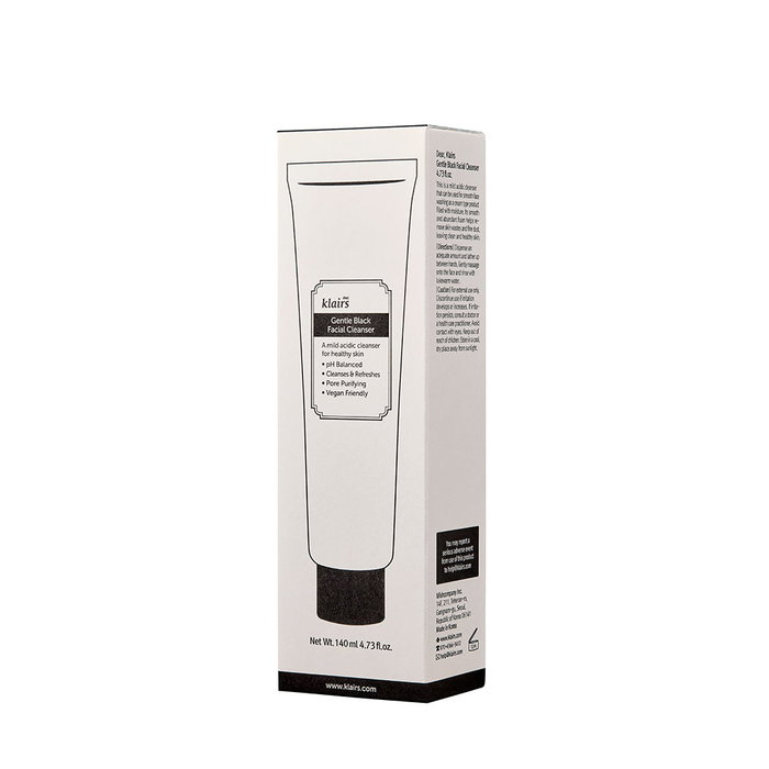 Klairs Limpiador Facial Gentle Black - pH Bajo, Limpieza Suave e Hidratante para Piel Sensible, Vegano, 140 ml