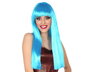 Peluca Larga Lisa Azul Con Flequillo 60 cm 120 gr - Transformación Fantasía Sirena
