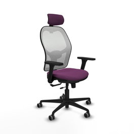 PIQUERAS Y CRESPO Silla de oficina Jorquera con mecanismo Sincro/Traslack, Morado y Blanco