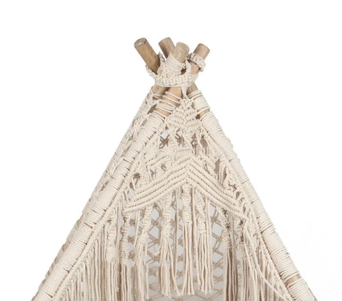 DKD Home Decor Tipi de Algodón y Mango Macramé Crudo