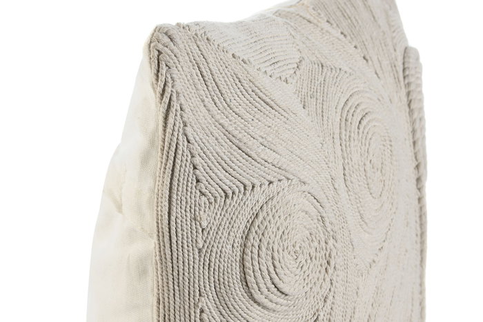 DKD Home Decor Cojín de Algodón Blanco Bordado a Mano 45x45 cm