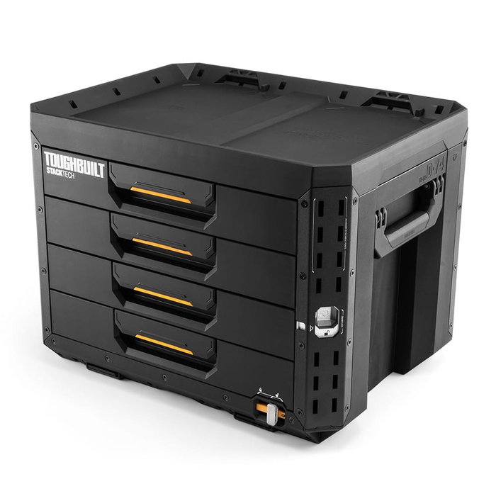 Toughbuilt Stacktech Caja Herramientas Maletín 4 Cajones, Bloqueo Automático, Incluye 44 Separadores, 53 x 40,5 x 39,5 cm