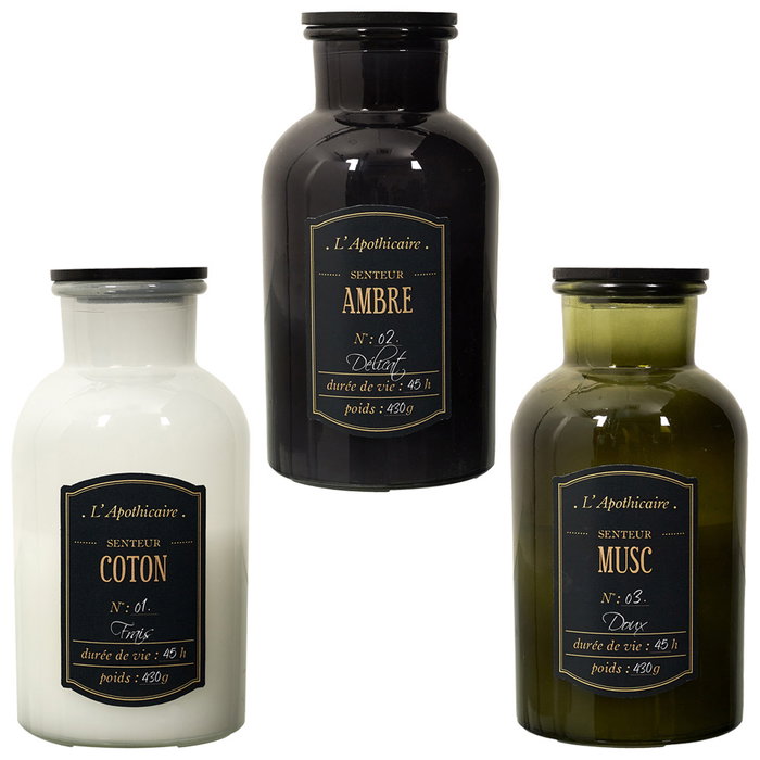 Home Deco Factory Vela Perfumada Lounge Flor de Algodón Ámbar Almizcle Vidrio 20 cm