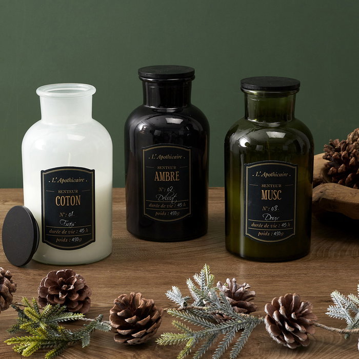 Home Deco Factory Vela Perfumada Lounge Flor de Algodón Ámbar Almizcle Vidrio 20 cm