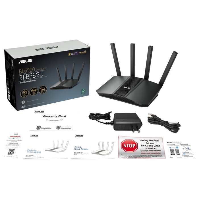Asus RT-BE82U Router WiFi 7 Doble Banda 6500Mbps Negro