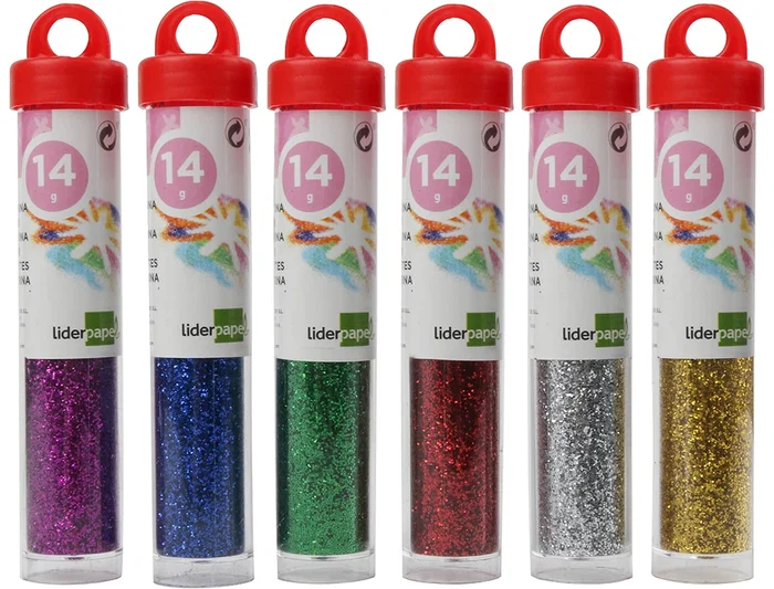 Liderpapel Purpurina Fantasía Colores Metalicos Surtidos Bote de 14 gr