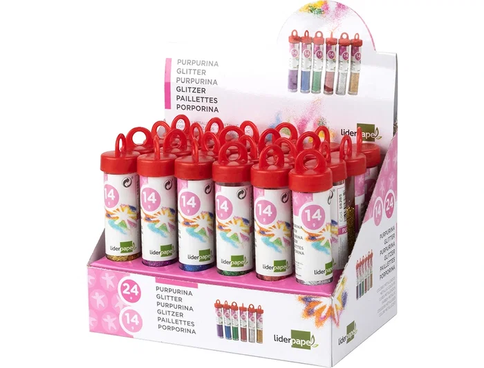 Liderpapel Purpurina Fantasía Colores Metalicos Surtidos Bote de 14 gr