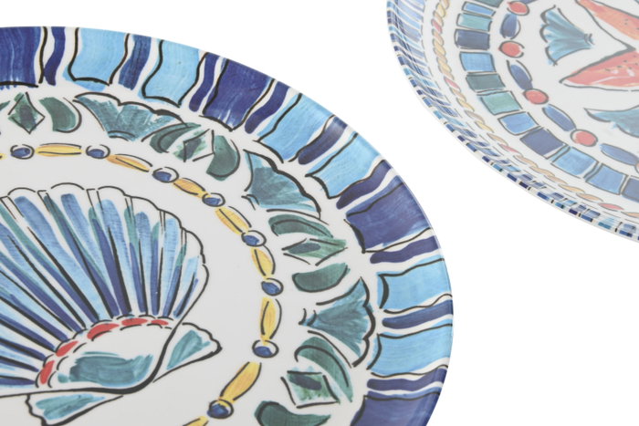 DKD Home Decor Plato de Melamina Atenas 28x28x1 cm Surtido de 2