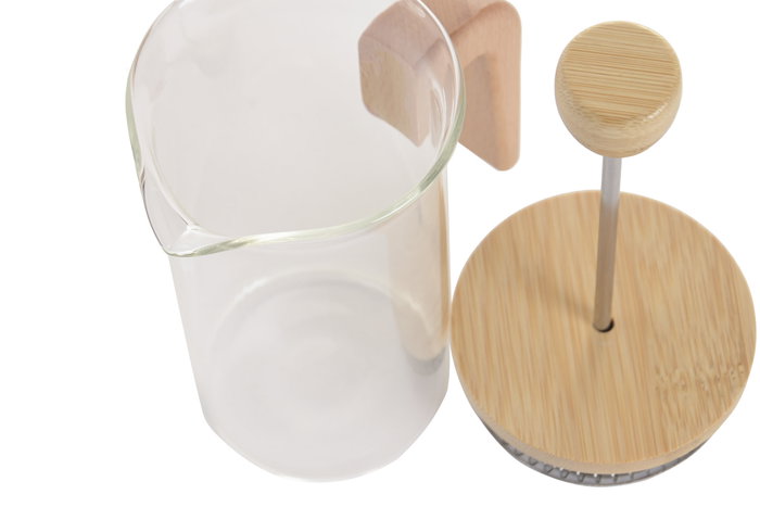 DKD Home Decor Cafetera de Borosilicato y Bambú 350ml