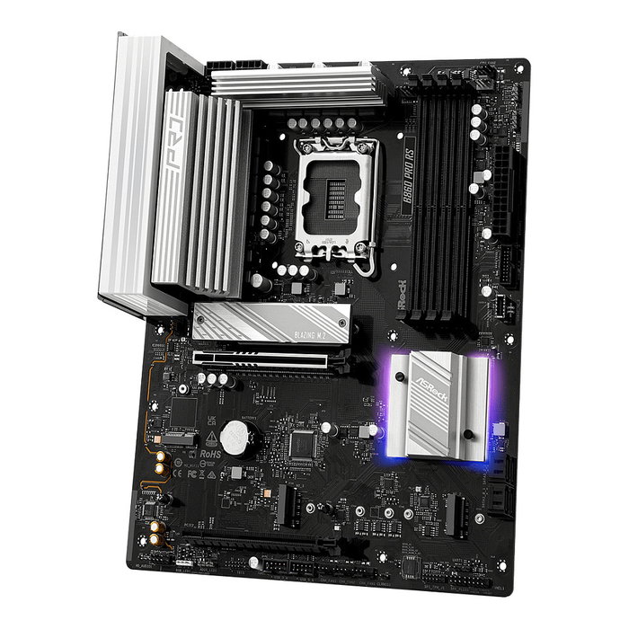 ASRock B860 Pro RS Placa Base ATX LGA 1851 para Intel Core Ultra Serie 2, Chipset B860, DDR5 8666MHz, HDMI, DisplayPort, 2.5GbE LAN, 4xSATA, 3xM.2, RAID