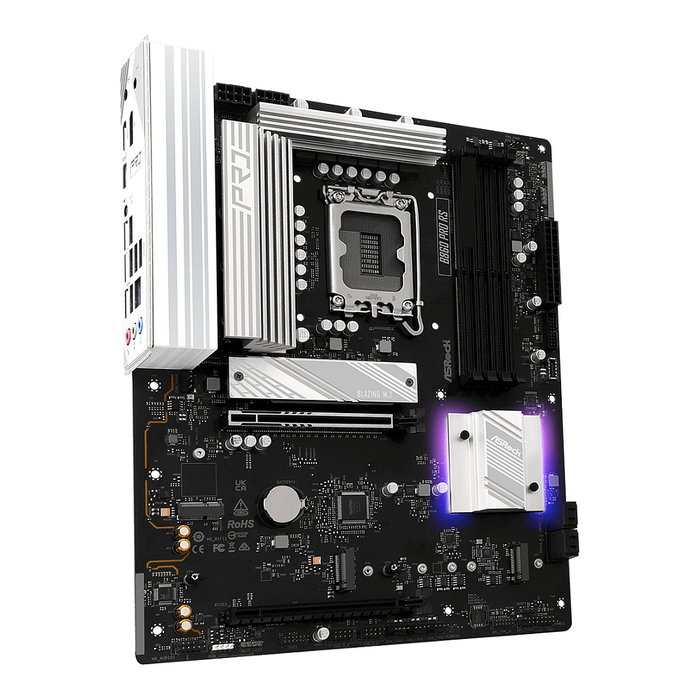 ASRock B860 Pro RS Placa Base ATX LGA 1851 para Intel Core Ultra Serie 2, Chipset B860, DDR5 8666MHz, HDMI, DisplayPort, 2.5GbE LAN, 4xSATA, 3xM.2, RAID
