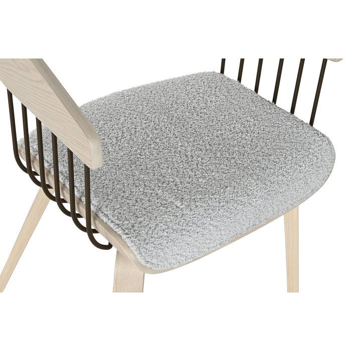 DKD Home Decor Silla de Madera y Poliéster Gris