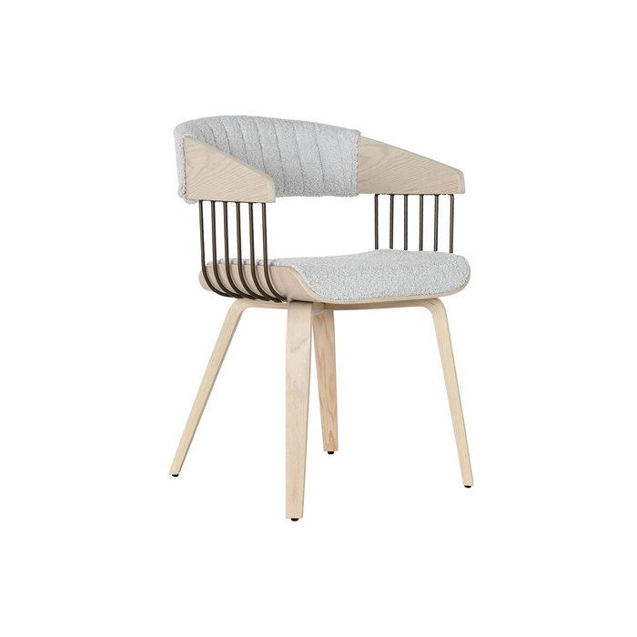 DKD Home Decor Silla de Madera y Poliéster Gris