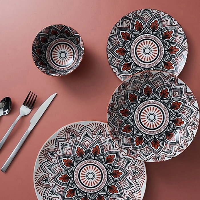 Home Deco Factory Bol 220 Ml Mirage Mandala Naranja Diámetro 12 Cm