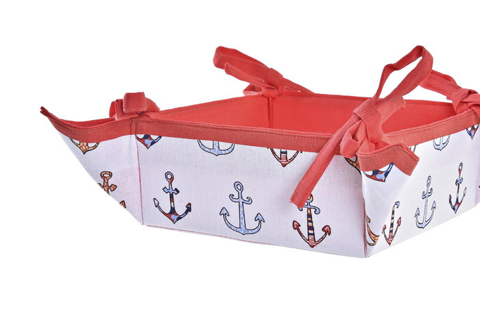 DKD Home Decor Cesta Mediterraneo Azul Rojo Algodon 16 x 10 x 16 cm (6 Unidades)