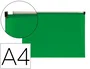 Liderpapel Carpeta dossier A4 con cierre de cremallera verde traslúcido