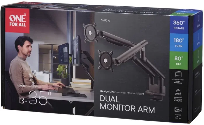 One For All DM 7210 Soporte Doble para Monitor Negro