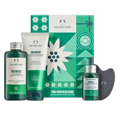 The Body Shop Edelweiss Set Cuidado Facial 4 pz: Esencia, Limpiador, Serum, Gua Sha | Piel Fuerte, Suave, Rellena | Vegano, Todo Tipo Pieles The Body Shop Edelweiss Set Cuidado Facial 4 pz: Esencia, Limpiador, Serum, Gua Sha | Piel Fuerte, Suave, Rellena | Vegano, Todo Tipo Pieles