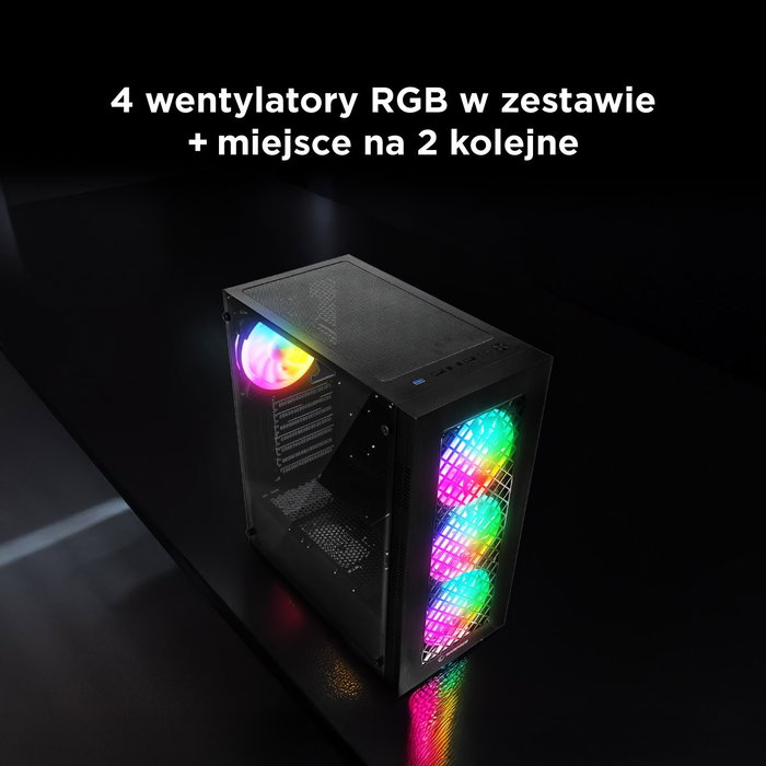 Rampage PLAID V1 Obudowa PC con ventana 4 ventiladores 120 mm RGB negra