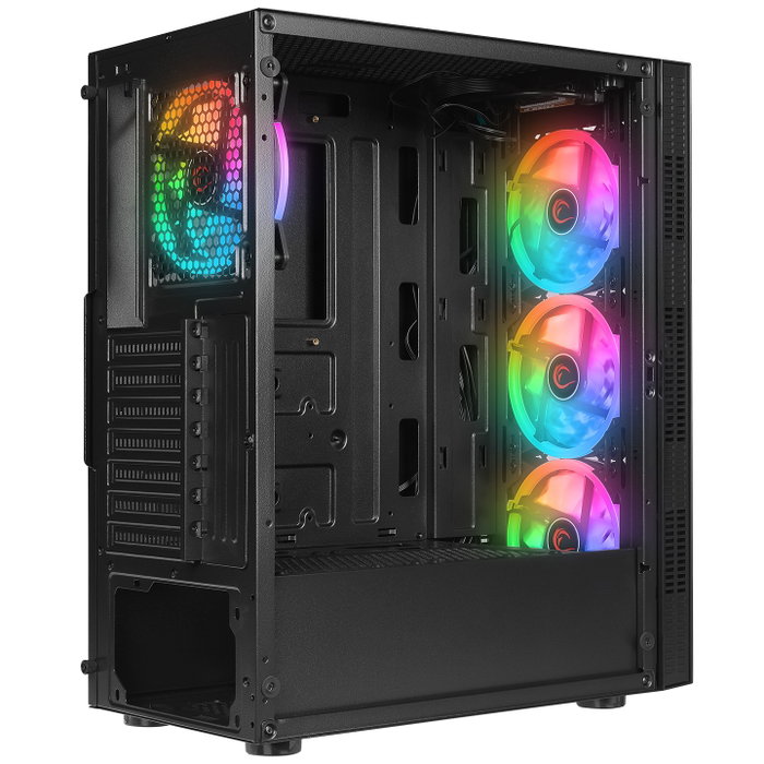 Rampage PLAID V1 Obudowa PC con ventana 4 ventiladores 120 mm RGB negra