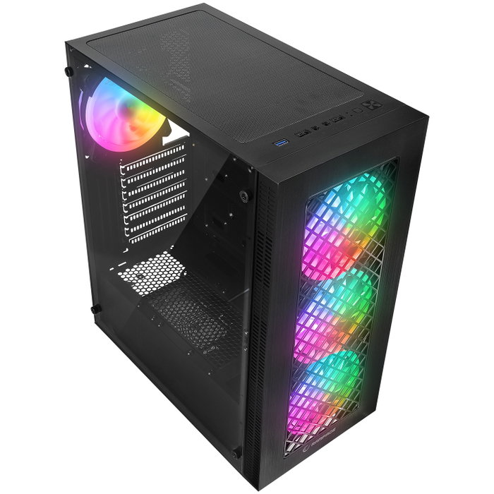 Rampage PLAID V1 Obudowa PC con ventana 4 ventiladores 120 mm RGB negra