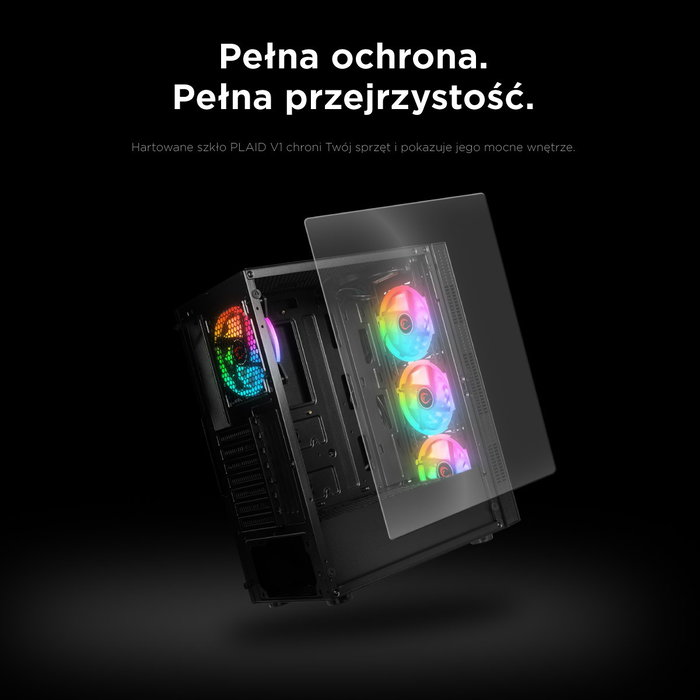 Rampage PLAID V1 Obudowa PC con ventana 4 ventiladores 120 mm RGB negra