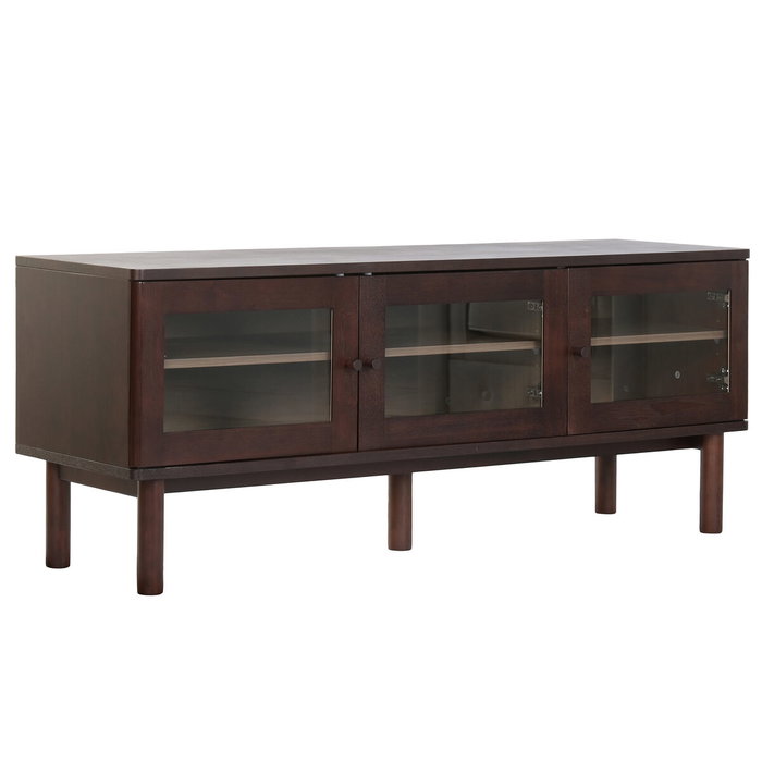 DKD Home Decor Mueble TV KITH MDF y Cristal Marrón Oscuro 140x40x55 cm