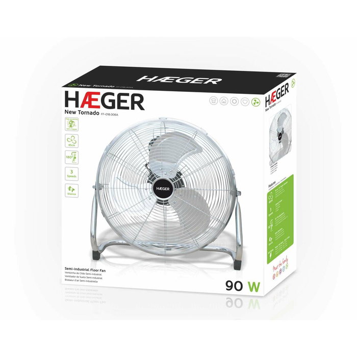VENTILADOR DE SUELO SEMI INDUSTRIAL NEW TORNADO PLATA HAEGER