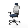 PIQUERAS Y CRESPO Silla de oficina Jorquera con mecanismo Sincro/Traslack, Azul marino y Blanco