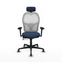 PIQUERAS Y CRESPO Silla de oficina Jorquera con mecanismo Sincro/Traslack, Azul marino y Blanco
