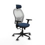 PIQUERAS Y CRESPO Silla de oficina Jorquera con mecanismo Sincro/Traslack, Azul marino y Blanco