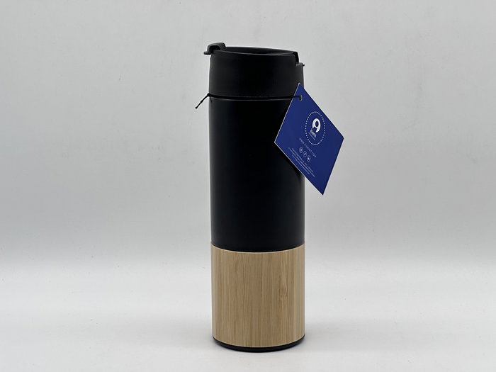DKD Home Decor Termo Inox Bambú 400ml Negro