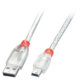 Lindy Cable USB 2.0 de tipo A a mini-B, 3m, Transparente