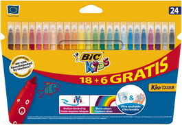 BIC 9117373 Estuche 24 Rotuladores Ultralavables Kid Couleur Trazo 0,8mm Multicolor