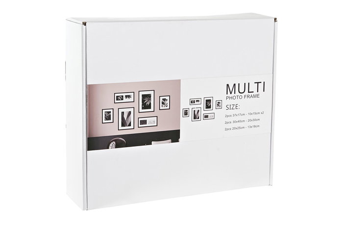 Marco Foto Scandi DKD Home Decor Negro Blanco 2 x 45 x 33 cm Set de 6