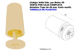 Persiana tope de 40 mm con tornillo plástico color marfil